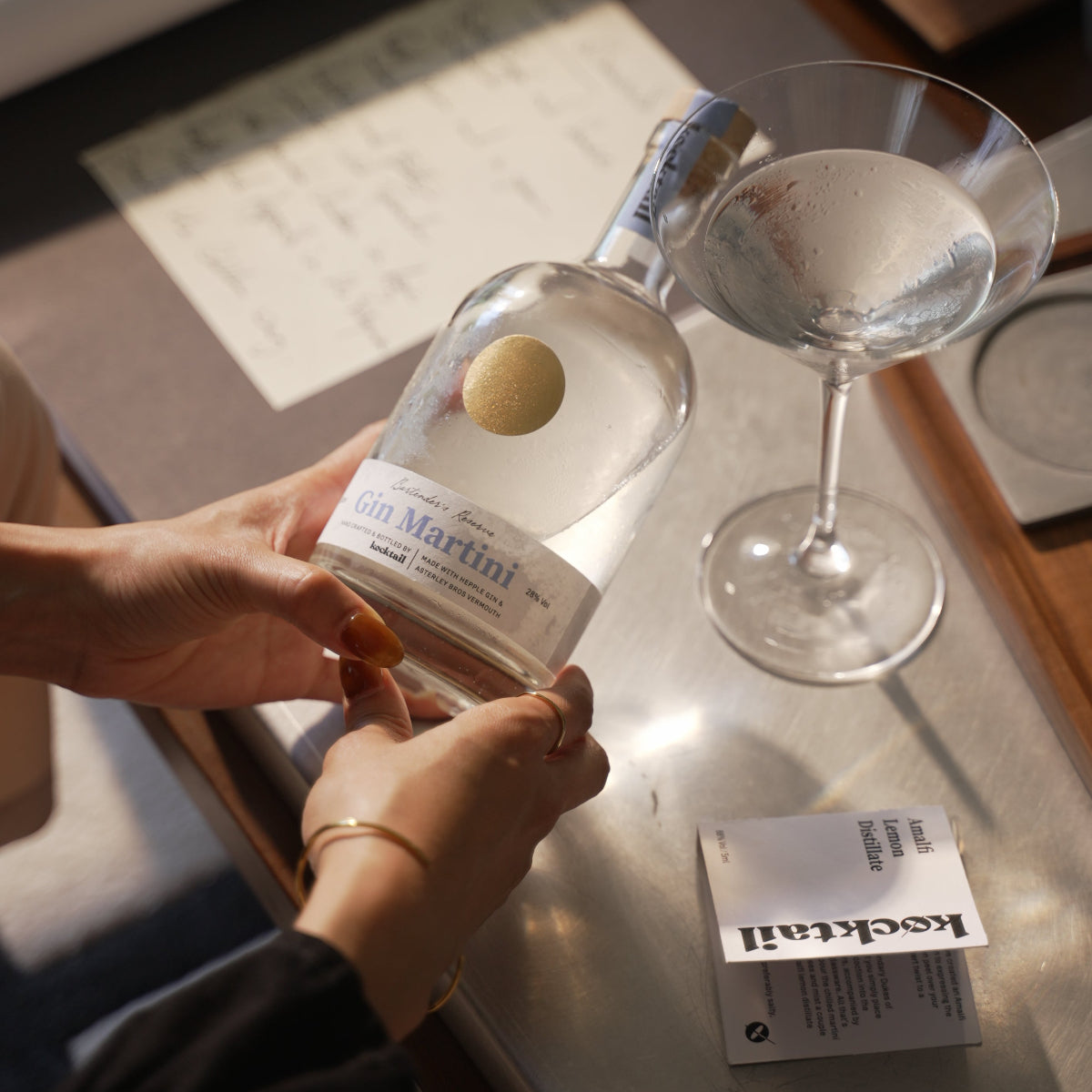 Enjoying a Bartender’s Reserve Gin Martini at home – bar-quality cocktail served cold