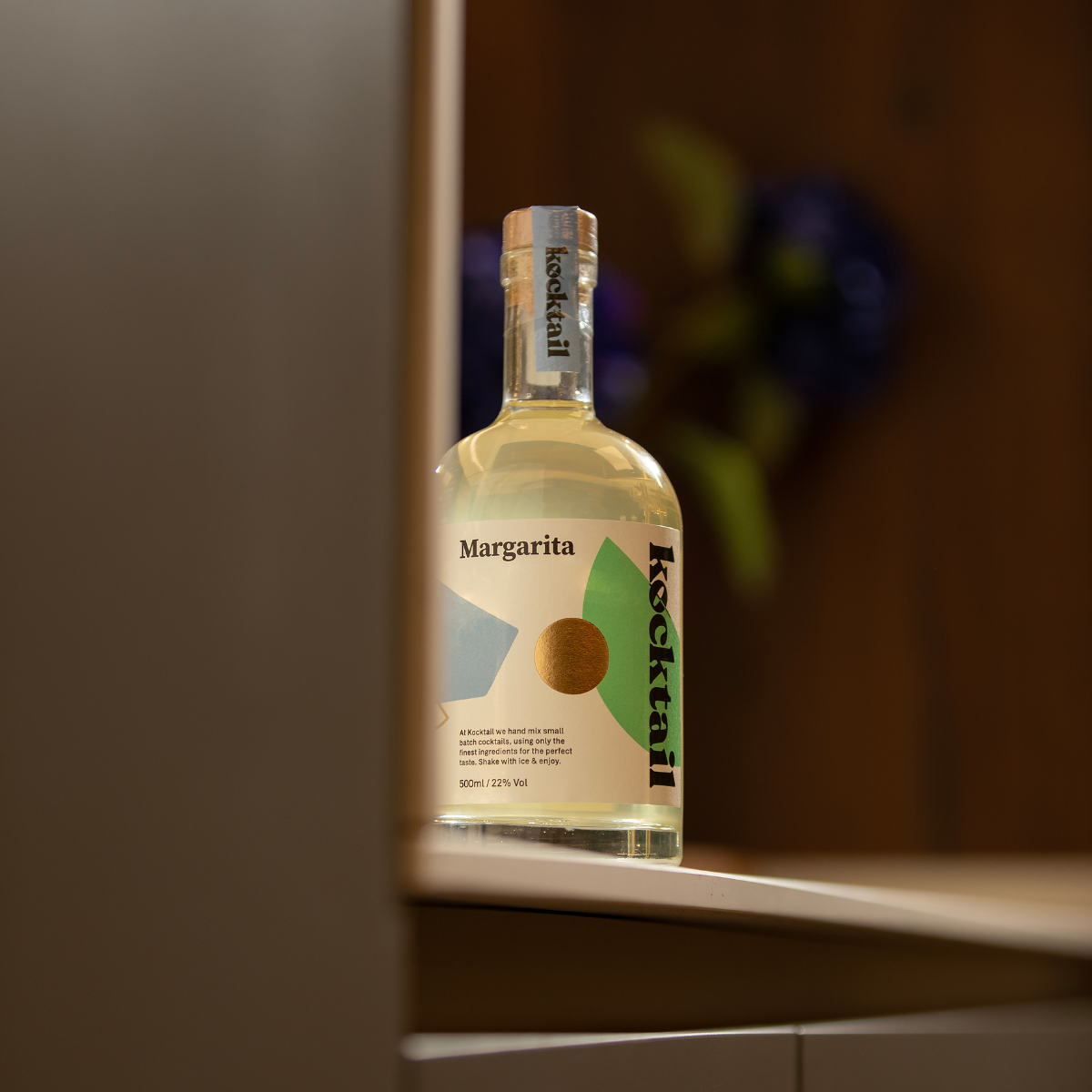 Bottled Margarita by Kocktail shown in elegant packaging, highlighting premium ingredients and small-batch craftsmanship