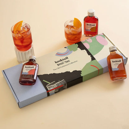 Bottled Old Fashioned cocktail set from Kocktail, including Classic, Cherry Cola, Salted Maple and PB&J flavours